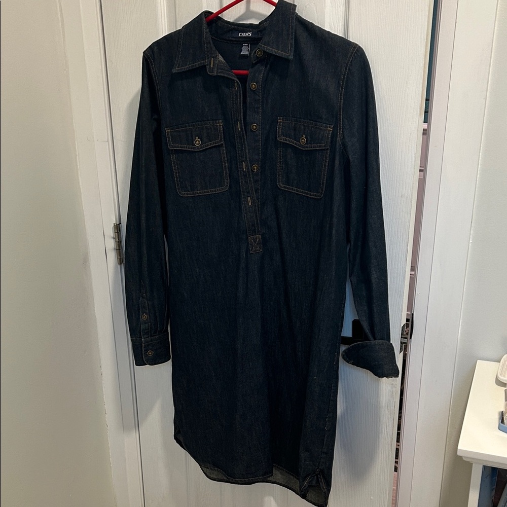 Chaps Black Denim Tunic Top